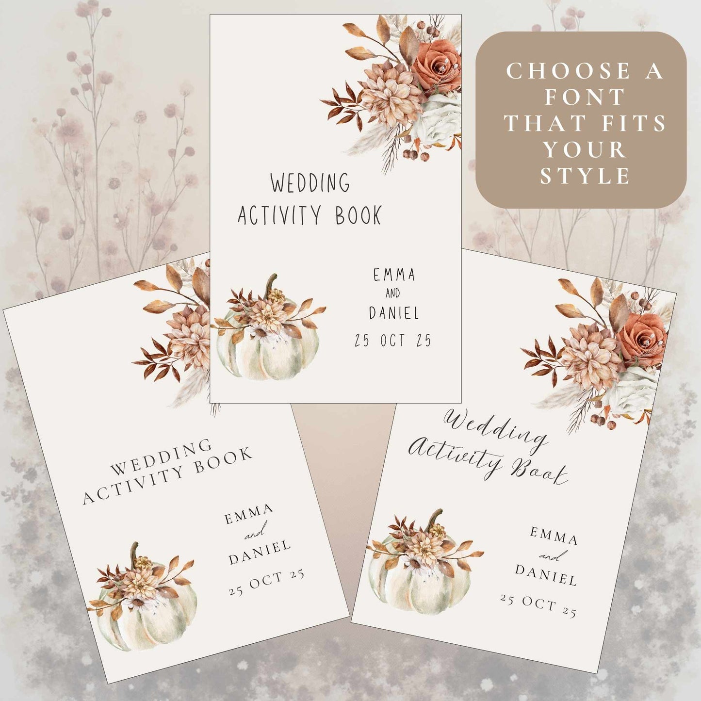 Wedding Activity Book for Kids - Fall Wedding Pumkin Design