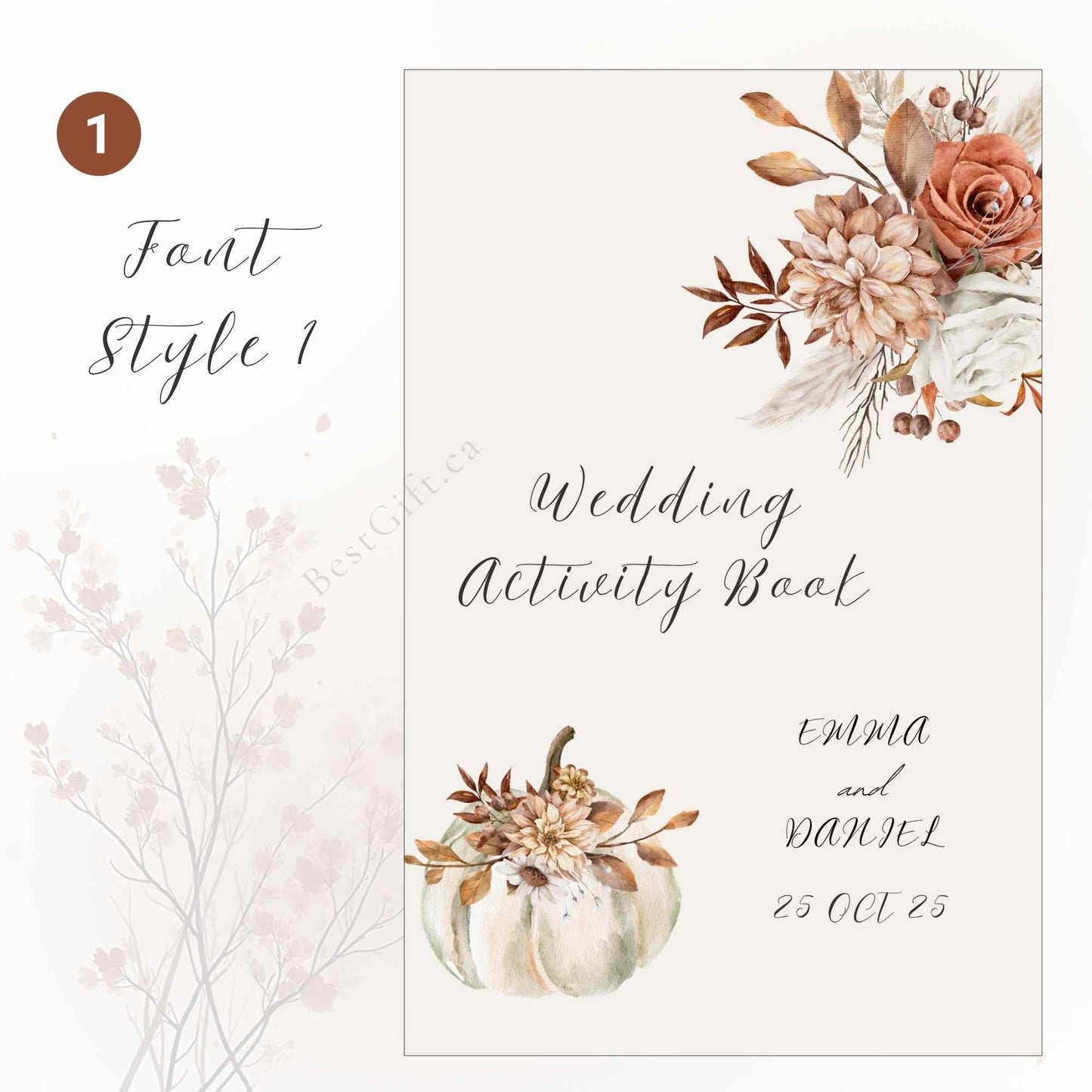 Wedding Activity Book for Kids - Fall Wedding Pumkin Design