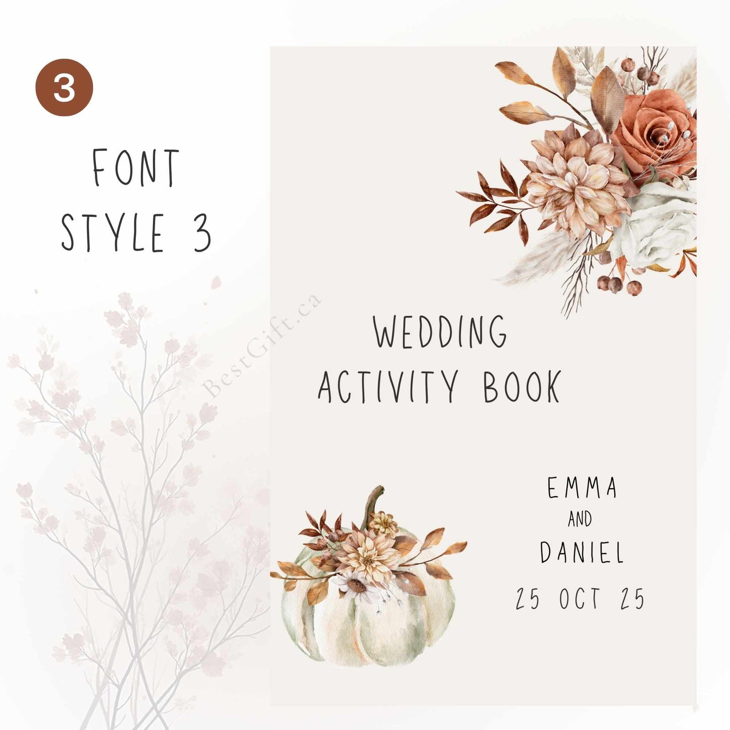 Wedding Activity Book for Kids - Fall Wedding Pumkin Design