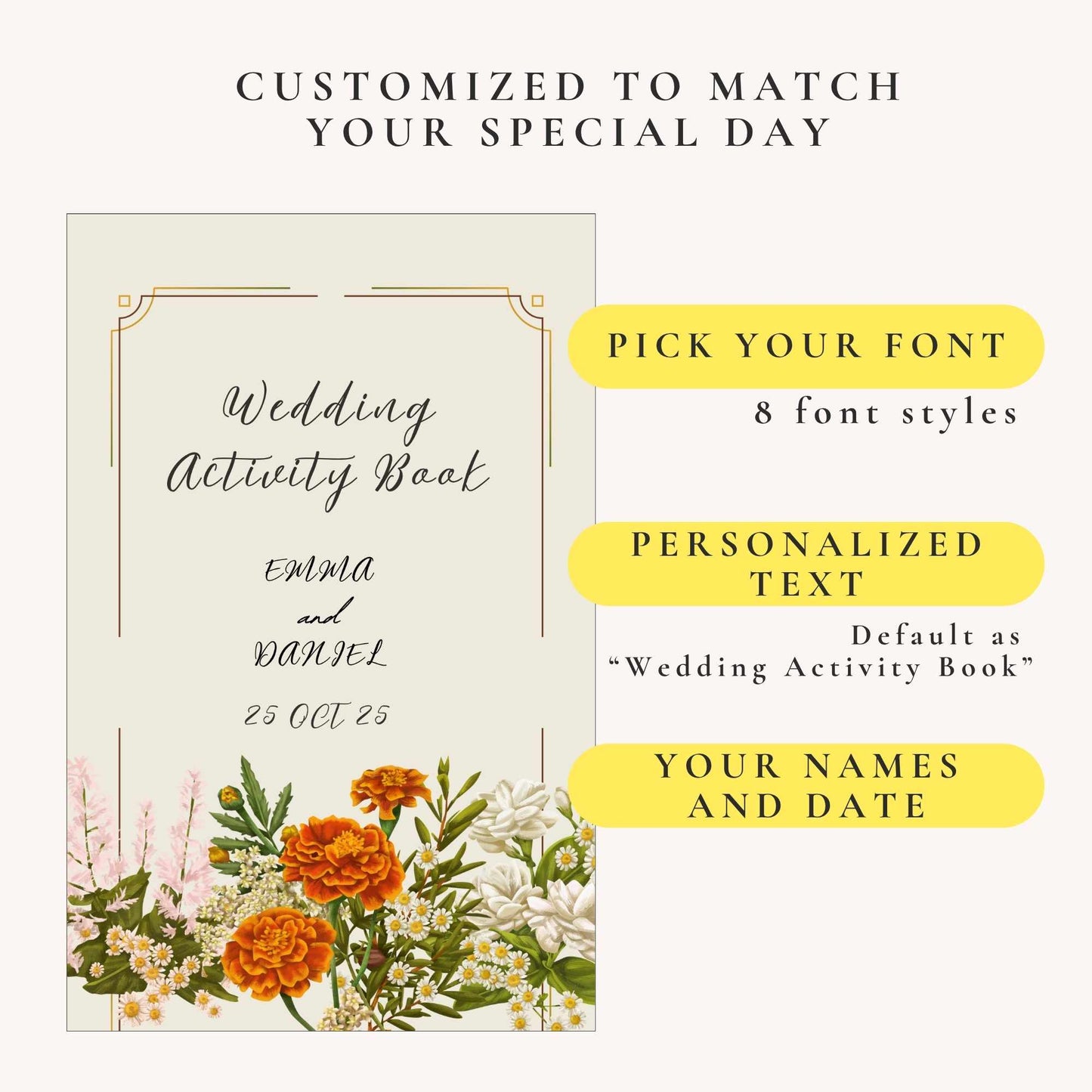 Wedding Activity Book for Kids - Fall Wedding Floral Design