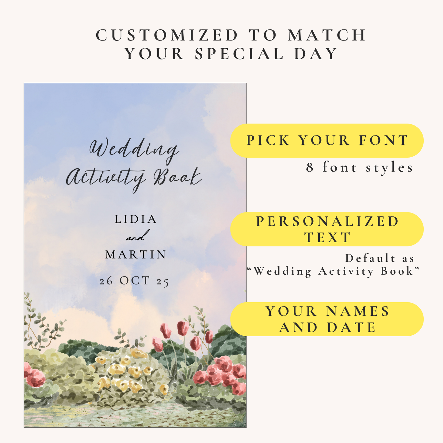 Wedding Activity Kit for Kids - Personalized Pastel Romance Design